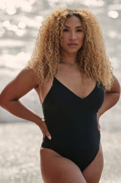 Juana Surf One Piece - Black -Outlet Aqua Surf Wears Store Swim Onesies Juana Solid Black BLK Front2 JessaWilliams INTRSXTN