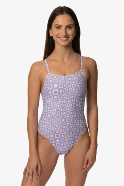 Perry Swim Onesie - Deco -Outlet Aqua Surf Wears Store Swim Onesies Perry Print Deco Front Colleen 041123