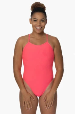 Raya Swim Onesie - Hot Pink -Outlet Aqua Surf Wears Store Swim Onesies Raya Solid HotPink Front Isabella 092022