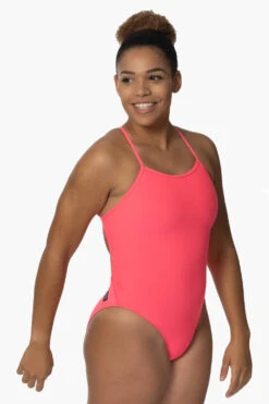 Raya Swim Onesie - Hot Pink -Outlet Aqua Surf Wears Store Swim Onesies Raya Solid HotPink SideFront2 Isabella 092022