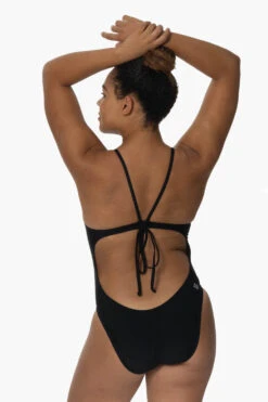 Taya Swim Onesie - Black -Outlet Aqua Surf Wears Store Swim Onesies Taya Solid Black BLK Back Isabella 092022