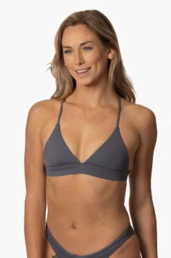 Flow Bikini Top - Graphite 12 Flow Bikini Top - Graphite -Outlet Aqua Surf Wears Store Swim Tops Flow Solid Graphite Front CourtneySurf ChristinaQuakernik 021123