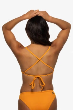 Lily Bikini Top - Mandarin -Outlet Aqua Surf Wears Store Swim Tops Lily Solid Mandarin Back Liz 052422