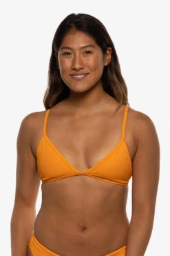 Lily Bikini Top - Mandarin -Outlet Aqua Surf Wears Store Swim Tops Lily Solid Mandarin Front Liz 052422