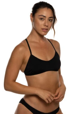 Malia Bikini Top - Black 7 Malia Bikini Top - Black -Outlet Aqua Surf Wears Store Swim Tops Malia Solid Side Black Angie 061821