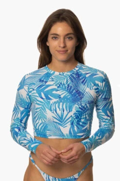 Moana Long Sleeved Crop Rashie - La Jolla -Outlet Aqua Surf Wears Store Swim Tops Moana Prints La Jolla Front MichelleMason JSD2.23 030723