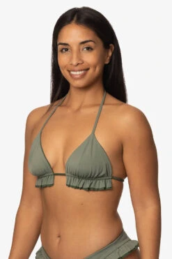 Pavones Bikini Top - Eucalyptus -Outlet Aqua Surf Wears Store Swim Tops Pavones Solid Eucalyptus Side1 Front Side TiaSurf KianiSouza 020923