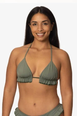 Pavones Bikini Top - Eucalyptus -Outlet Aqua Surf Wears Store Swim Tops Pavones Solid Eucalyptus Side1 Front TiaSurf KianiSouza 020923