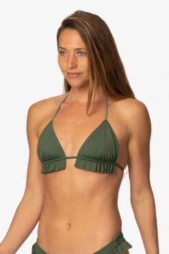 Pavones Bikini Top - Eucalyptus -Outlet Aqua Surf Wears Store Swim Tops Pavones Solid Eucalyptus Side2 Front Side TiaSurf MiskaSykora 021023