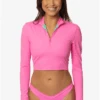 Tofino Long Sleeved Crop 1/4 Zip-up Rashie - Passion
