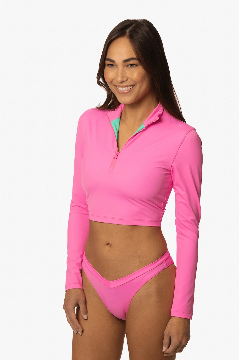 Tofino Long Sleeved Crop 1/4 Zip-up Rashie - Passion 3 Tofino Long Sleeved Crop 1/4 Zip-up Rashie - Passion - Image 3