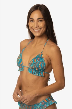 Pavones Bikini Top - Paradise -Outlet Aqua Surf Wears Store Swim Tops Pavones Pattern Paradise FrontSode LisaDillon 040323