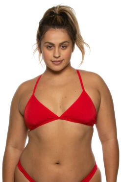 Triangle Bikini Top - Red -Outlet Aqua Surf Wears Store TRI RED F 092418