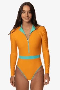 Nazare Long Sleeve Zip-Up Surf One Piece - Harmony -Outlet Aqua Surf Wears Store harmonyonsie